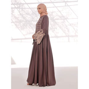 Vestido Abaya Largo Informal Árabe para Mujer, Bordado, Transpirable, Ecológico, 100% Poliéster, Servicio OEM para Primavera Verano 2026 - Product Image 4