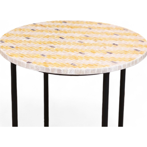 Table d'appoint ronde moderne de haute qualité avec incrustation de nacre Table d'appoint en métal noir Meubles de salon Usine du Vietnam - Product Image 3