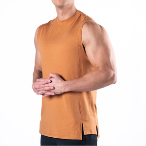 Camiseta sin mangas informal sin mangas con protección solar para hombre, Camiseta holgada de algodón ligero con cuello redondo de Color sólido - Product Image 1