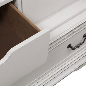 Armoire Flynn de style mid-century en acajou avec travail du bois sculpté et finition blanche. - Product Image 6