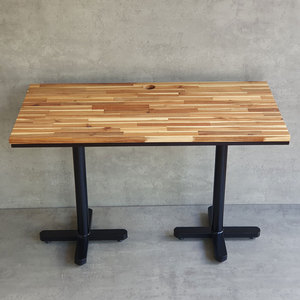 Table basse rectangulaire en bois d'acacia style ferme moderne 120x60cm avec double pieds en fer, mobilier de salon durable - Ensemble CFD68187 - Product Image 4