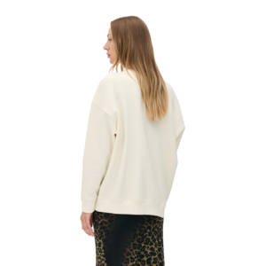 Sudadera de Cuello Redondo de Lana y Algodón para Mujer, de Gran Tamaño, con Apliques Forrados, Informal, Holgado, de Manga Larga, para Otoño e Invierno - Product Image 4