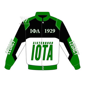 Custom Iota Phi Lambda Sorority Clothing Embroidered Twill Cafe Racer Jacket Greek Paraphernalia - Product Image 1
