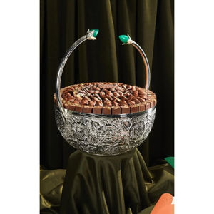 Vaisselle de maison vintage Bonbons Bonbons Bol de service Qualité supérieure Design floral Bol en métal avec support Bols de service au chocolat - Product Image 3