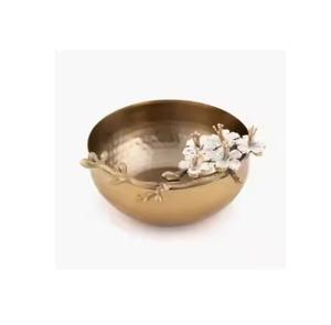 Bol décoratif en aluminium de qualité exclusive en couleur or Vaisselle de restaurant servant un bol à pépites de chocolat et trempette - Product Image 1