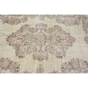 Tapis turc vintage de grande surface 6 'X 9' Beige Marron Style classique abstrait Patchwork Rectangle Couloir Laine Latex Tapis de chambre - Product Image 5