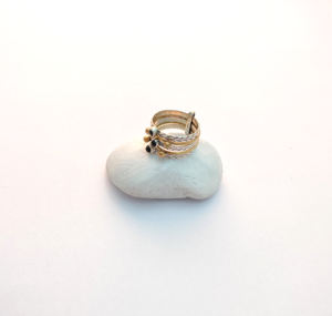 Bagues de fiançailles et de mariage en argent sterling 925 pour femmes bague en argent en vrac avec pierres précieuses en onyx noir - Product Image 2