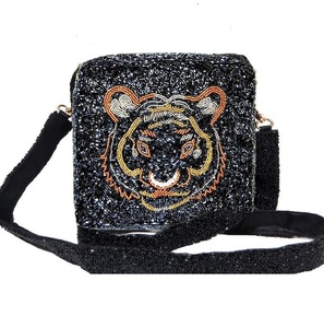 Correa de bordado con cuentas de estilo étnico tigre para bolsos y monederos Correa de bolso con bordado de cuentas de semillas hechas a mano con diseño personalizado - Product Image 1