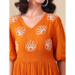 Vestido Maxi Deebaco para Mujer, Color Marrón Bronceado, Cuello en V, Bordado, Sin Mangas, con Dobladillo Tejido en Capas, Estilo Boho, Casual de Verano - Product Image 2