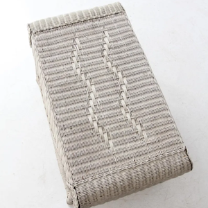 Mesa de Centro Rectangular de Mimbre Tejida a Mano Vintage de Dos Niveles (Acabado Blanqueado) para Decoración de Salón Estilo Boho y Terraza - Product Image 5