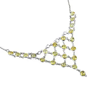 Women's 925 Silver <b>Crystal</b> <b>Necklace</b> with Citrine Gemstone Jewelry Gift - Product Image 1