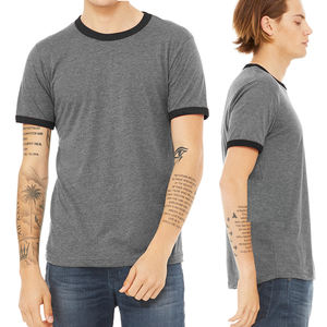 Fábrica al por mayor personalizado bordado Ringer Tee patrón sólido poli-algodón camisetas con impresión digital personalizable - Product Image 3