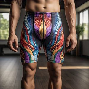 Short moulant de yoga à taille haute et à taille élastique pour homme Short athlétique de compression à sublimation personnalisée avec motif uni - Product Image 5