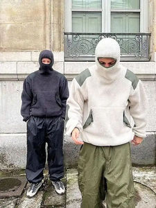 Sudadera con Capucha de Forro Polar Grueso y Pesado al por Mayor 2025, con Logotipo Personalizado Bordado, Invierno, Sin Cordón, Estilo Ninja Sherpa, 100% Algodón - Product Image 4