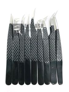 Pinzas de extensión de pestañas de acero sostenible japonesas con etiqueta privada personalizada pinzas de pestañas personalizadas con punta puntiaguda recubierta de negro - Product Image 3