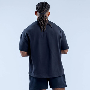 Top vente Logo personnalisé noir hommes T-Shirts tombé emmanchure et épaule surdimensionné Fit Gym formation et vêtements de sport t-shirt pour hommes - Product Image 2