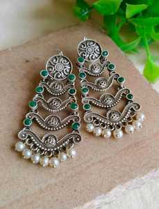 New Arrivals Monalisa Stone <b>Drop</b> <b>Earring</b> Silver Color With <b>Drop</b> <b>Pearl</b> <b>Earrings</b> Light Weight Indian Jewellery Wholesale Accessory - Product Image 3