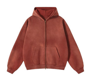 <b>Vintage</b> 100% Cotton <b>Oversized</b> Hoodie for Men/Women Distressed Washed Casual Autumn/Winter Plain Color Hooded Heavyweight ODM - Product Image 6