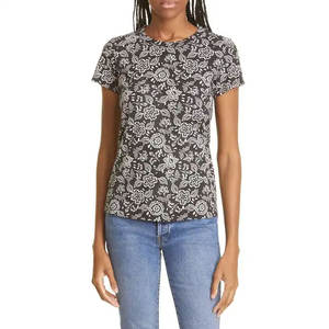 Camiseta de sublimación personalizada para mujer, tela de punto transpirable de algodón 100%, ropa informal ecológica al por mayor para el verano - Product Image 1