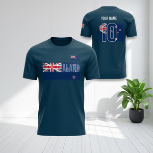 Set di Maglie da Calcio Ispirate alla Nuova Zelanda per Tifosi Blu Navy con Nome e Numero Personalizzati - Product Image 3