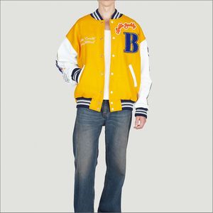 Chaqueta universitaria con estampado bordado personalizado para hombre, cuello levantado, estilo callejero, precio razonable a la venta - Product Image 2