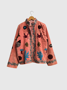 Veste en velours fleuri brodée à manches longues, taille plus, col mandarin, vêtements d'automne pour femmes - Product Image 3