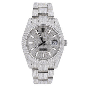 Montre en quartz moissanite personnalisée avec cadran en verre, style de rue de luxe pour hommes - Product Image 1