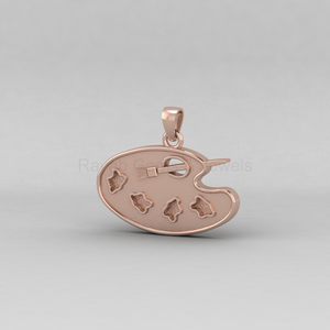 Colgante de Plata de Ley 925 de Alta Calidad con Baño de Oro de 14K, Diseño de Paleta de Pintor, Base para Incrustaciones de 17x33mm, Personalizable, para Guardar Cenizas - Product Image 6