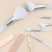 Kit professionnel de 6 pinceaux de maquillage en poils synthétiques, manche transparent givré, pour poudre, blush, fard à paupières, anticernes, personnalisable