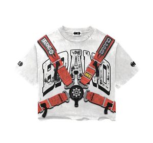 Streetwear vintage personnalisé sérigraphie surdimensionnée chemise graphique en coton boxy recadrée de détresse pour hommes - Product Image 2