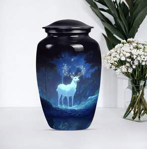 Urna de ciervo en la noche para cenizas humanas, urna grande masculina adulta para cenizas, urna de cremación conmemorativa para papá, funeral de entierro, tamaño personalizado - Product Image 6