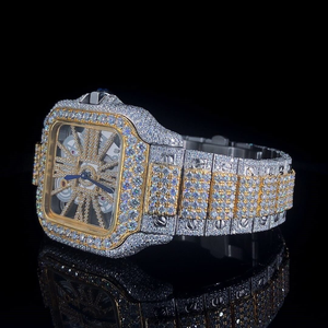 VVS Lab Diamond Watch Lujo Personalizar Hip Hop Skeleton relojes Reloj mecánico con oro amarillo correa de acero inoxidable CVD - Product Image 2