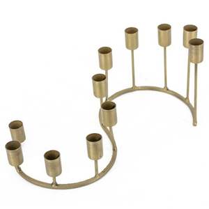 Bougeoir rond à double boucle en or, support de bougie en métal pour événements et fêtes, centre de table géométrique moderne pour Noël - Product Image 3