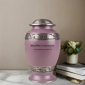 Vente en gros d'urnes funéraires roses blush, grandes feuilles lilas, cendres gravées style américain pour adultes, urnes et jarres funéraires décoratives - Product Image 6