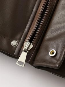 Vente en gros Nouveau blouson en cuir confortable et chaud pour hommes Blouson d'hiver à col montant avec logo personnalisé de haute qualité pour hommes - Product Image 3