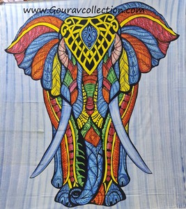 Tapices con estampado de elefante hechos a medida cepillo frontal decorativo para colgar en la pared sábana de algodón impresa Digital al por mayor - Product Image 1