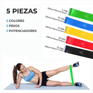 Kit di Fasce Elastiche in Lattice per Fitness ad Alta Resistenza, 5 Unità, Fasce Piatte Portatili in TPE con Borsa per Esercizi Fitness - Product Image 4