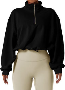 Sudadera con Capucha de Punto para Mujer, Talla Grande, Invierno, Logotipo Personalizado Bordado, Transpirable, Diseño Corto, Ropa Casual de Calle - Product Image 5