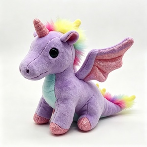 Peluche de Unicornio Dragón Personalizado, Peluche de Alicornio Morado, Juguete de Peluche de Unicornio Alado, Peluche de Unicornio-Dragón con Brillantina, Relleno de Algodón PP - Product Image 1