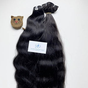 Pelo ondulado negro natural al por mayor del color de la trama 100% pelo humano vietnamita crudo ningún enredo ningún desprendimiento - Product Image 1