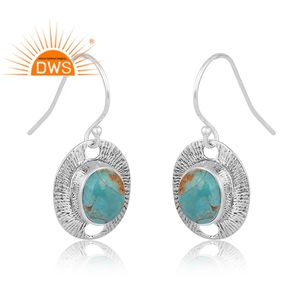 Pendientes Colgantes de Plata de Ley Oxidada con Turquesa Natural de Kingman, Última Tendencia, Proveedor de Joyería Personalizada - Product Image 2