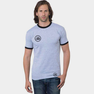 Venta al por mayor USA Ringer Tee personalizable liso cuello redondo contraste Trim 100% algodón antiarrugas Loose Fit camiseta para la marca - Product Image 1