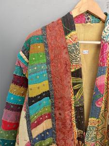 מותאם אישית בעבודת יד טלאי כותנה Kantha מעילי נשים ארוכים Vintage צמר חורף מעיל משלוח גודל - Product Image 2