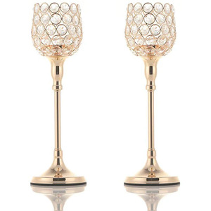 Set of Two Decorative <b>Candle</b> Holders with Crystal Detailing Glamorous Crystal Studded <b>Candle</b> Holders - Product Image 2