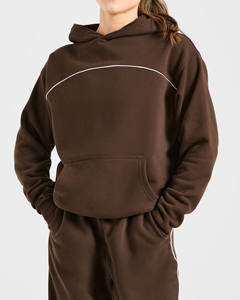 New Design Custom Logo <b>Coffee</b> Bean Hoodie & Jogger With Piping 2Piece Women's Tracksuits Breathable Sportswear Women Sweat Suits - Product Image 4