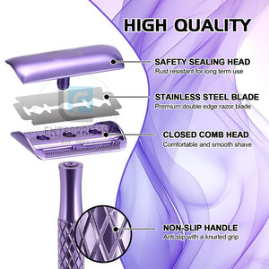 Rasoirs de sécurité en acier inoxydable de haute qualité - Réutilisables et durables, pour femmes, usage extérieur/salon de coiffure, rasoirs de toilettage - Product Image 3