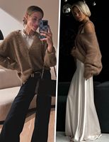Pull décontracté pour femme, style élégant, prix abordable, qualité supérieure, respirant, anti-plis, en laine et cachemire, avec logo personnalisé, 2 attaches frontales