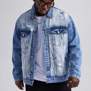 Veste en jean pour homme de grande taille, sur mesure, de haute qualité, avec poche à rabat et boutons sur le devant, veste en jean surdimensionnée pour homme - Product Image 2