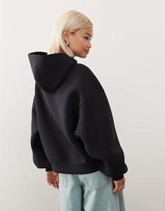 Premium Oversized Hoodie Retro Streetwear Pullover Embroidery <b>Raw</b> Edge Hem Acid Wash Heavyweight <b>Fabric</b> Custom 100% Cotton - Product Image 3