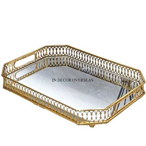 Borde chapado en oro de alta calidad de Metal de la mejor calidad para espejo bandeja de servicio centro de mesa restaurante y uso de utensilios de cocina de Hotel - Product Image 1